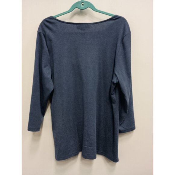 Karen Scott Tunic Top Womens Size 1X Blue Embroidered BOHO 3/4 Sleeve Casual - Picture 8 of 11